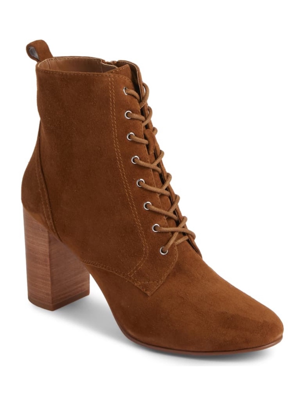 Treasure & Bond Gram Suede Lace-Up Heeled Booties - Tan, 8.5